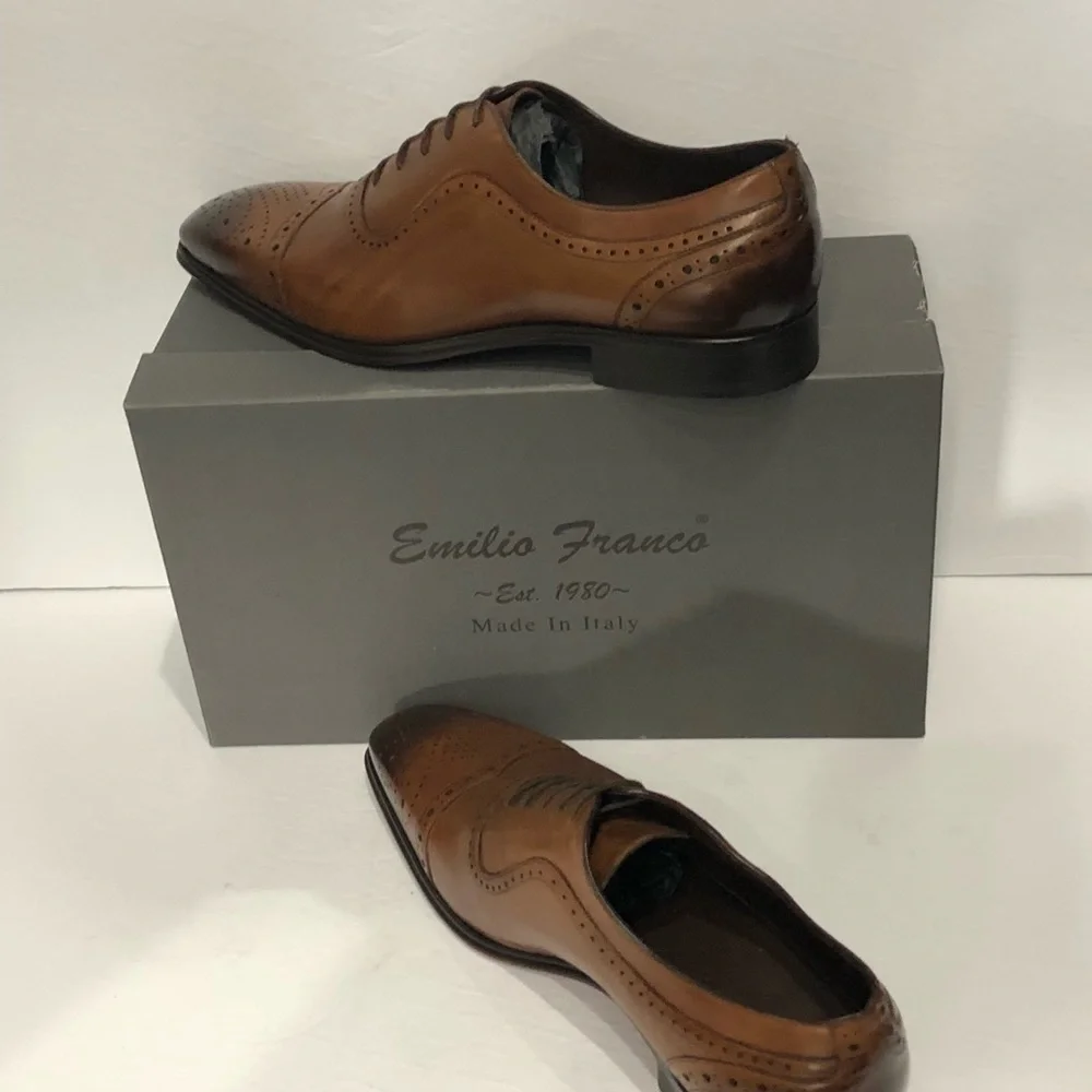 Emilio Franco shoes captoe cognac oxford Italian